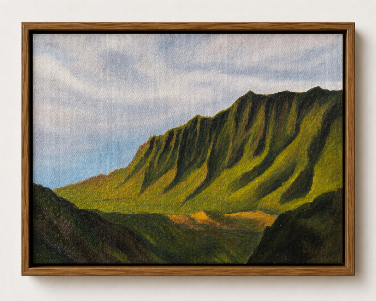 Commissioned Hawaiian ridge line painting by Kim Garrett
